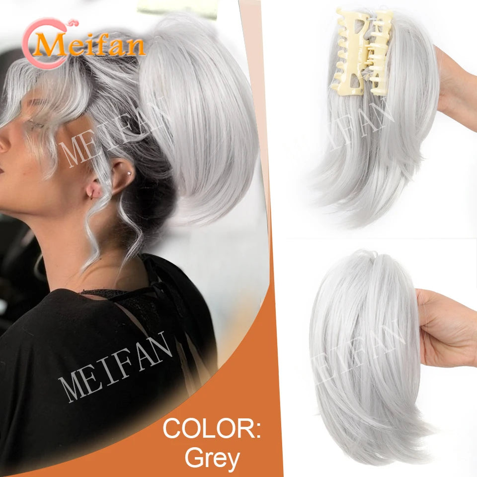 Synthetic Straight Claw Clip Chignon Fluffy Donut Messy Hair Bun Clip in Hairtail Extensions Natural Hairpieces for Women