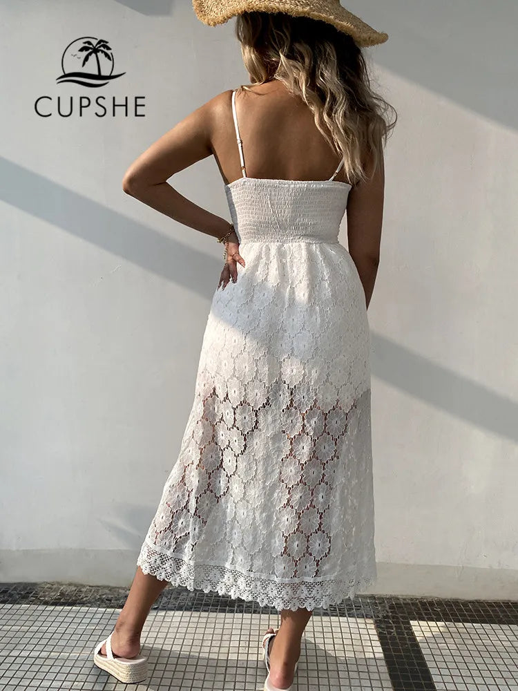 V-neck Thin Straps Jumpsuit For Women  Sexy Smocking Beach  Maxi Slip Dress Built-in Shorts