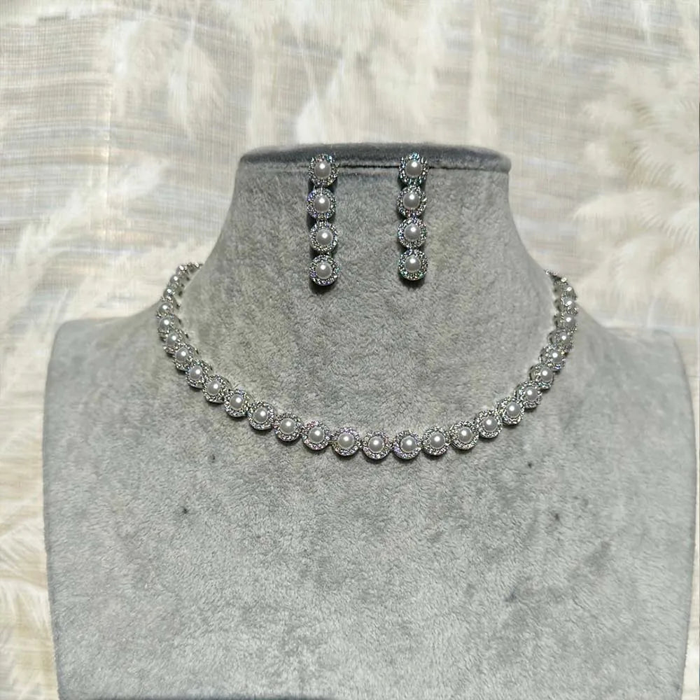 Pearl Necklace and Earrings Set  High Quality  Choker