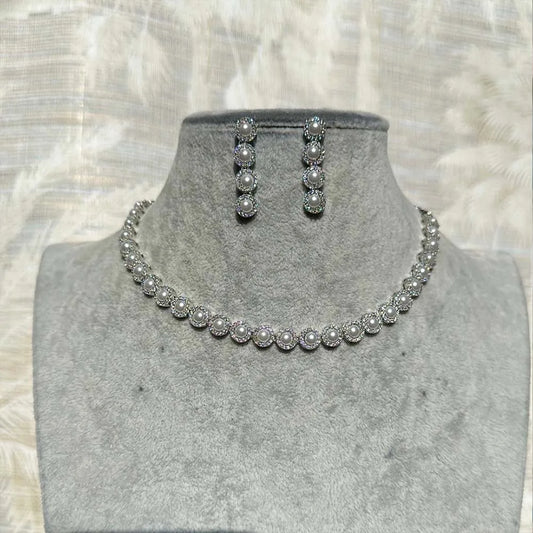 Pearl Necklace and Earrings Set  High Quality  Choker