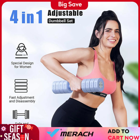 Adjustable Dumbbell Set of 2, 4 in 1 Hand Weights for Women at Home, Free Weights Dumbbells