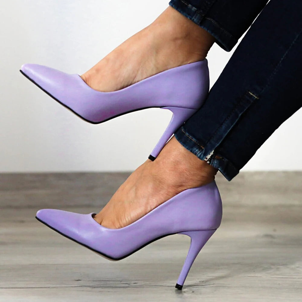 Colorful Big Size 33-45 Thin High Heel Stiletto Women Ladies Pumps Dress Shoes