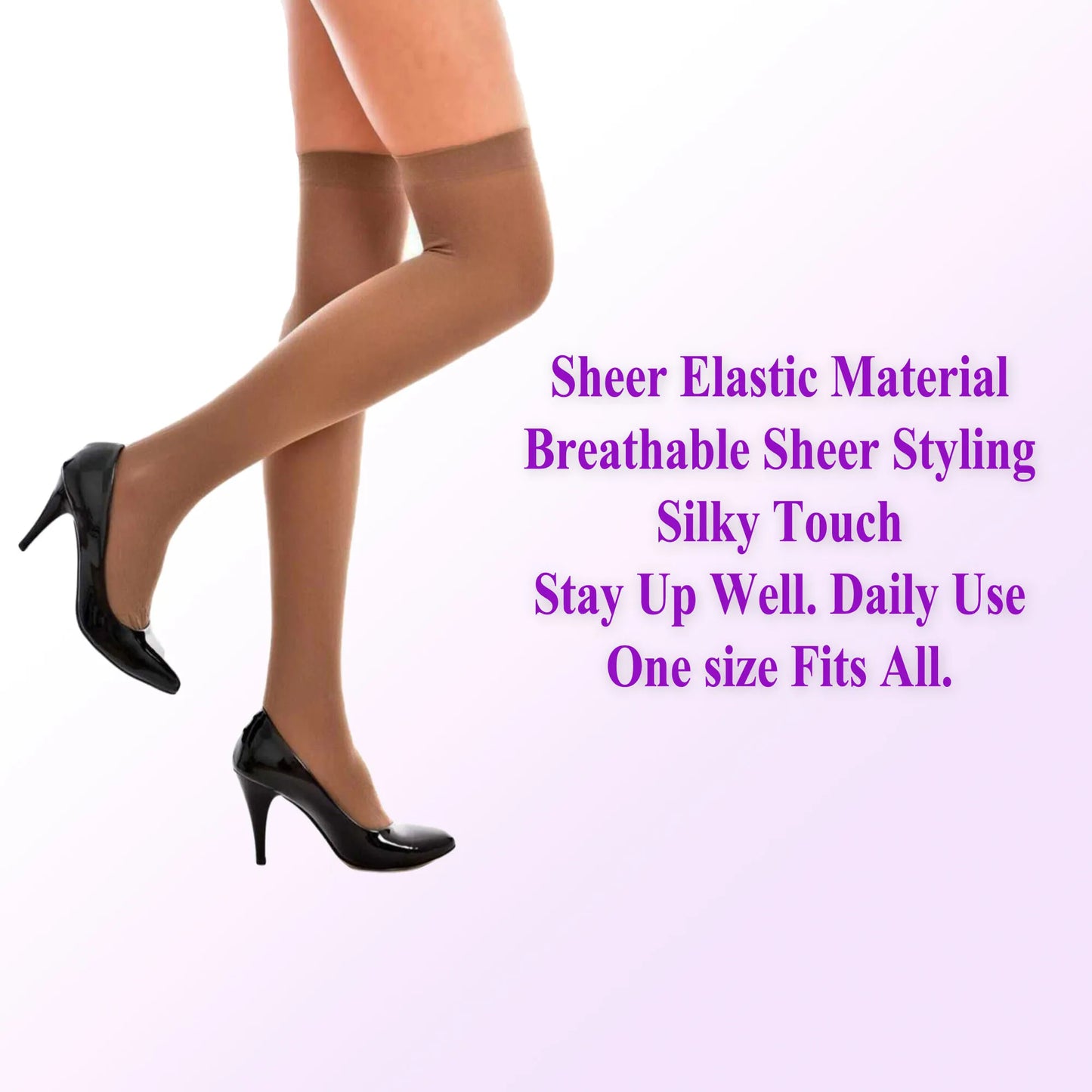 6 Pairs Tear Free Sheer Socks  Nylon Over The Knee Sheer Nylon Stocking