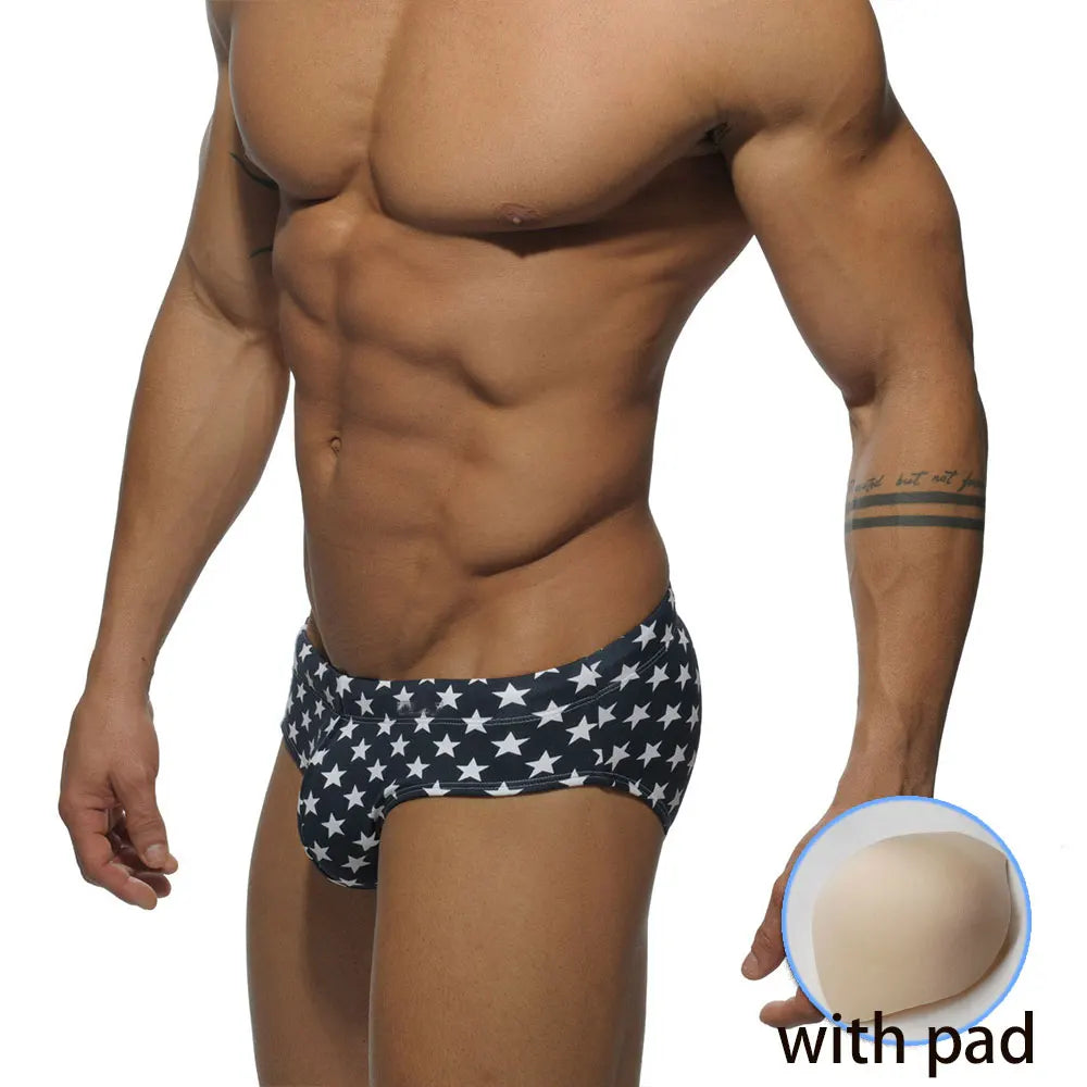 Superbody Brand five-pointed star Camouflage swimming trunks Swimwear Mens Swimming Trunks Summer Men's Swim Brief Patchwork
