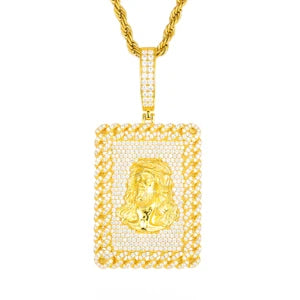 S925 Moissanite Pendant Necklace – Iced Out Cuban Pendant, Silver/White Gold, 3/3mm Steel Rope Chain, 20in