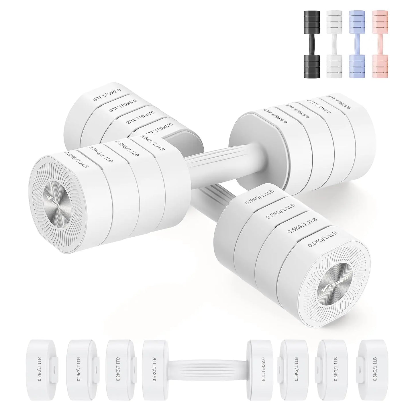 Adjustable Dumbbell Set of 2, 4 in 1 Hand Weights for Women at Home, Free Weights Dumbbells