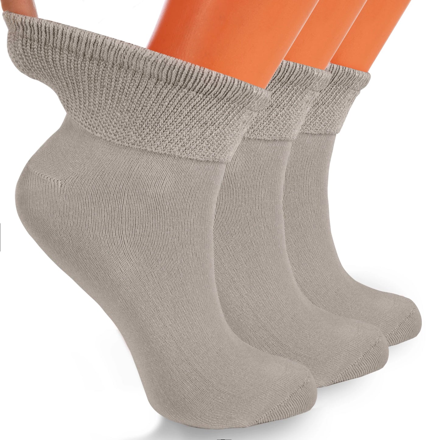 Cotton Diabetic Ankle Socks 3 Pairs Shoe Size 9-11