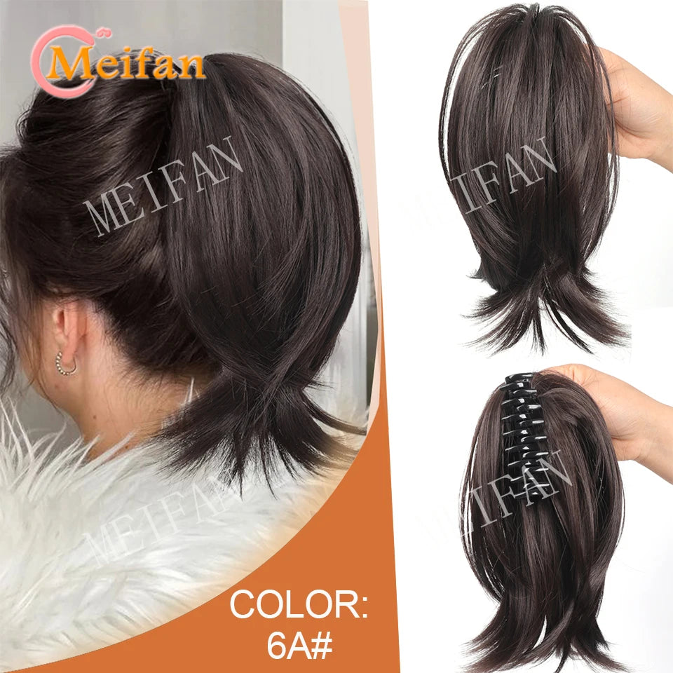 Synthetic Straight Claw Clip Chignon Fluffy Donut Messy Hair Bun Clip in Hairtail Extensions Natural Hairpieces for Women
