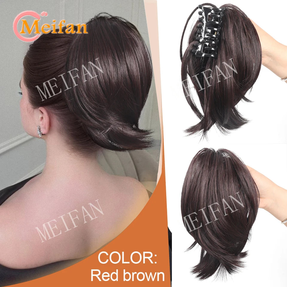 Synthetic Straight Claw Clip Chignon Fluffy Donut Messy Hair Bun Clip in Hairtail Extensions Natural Hairpieces for Women