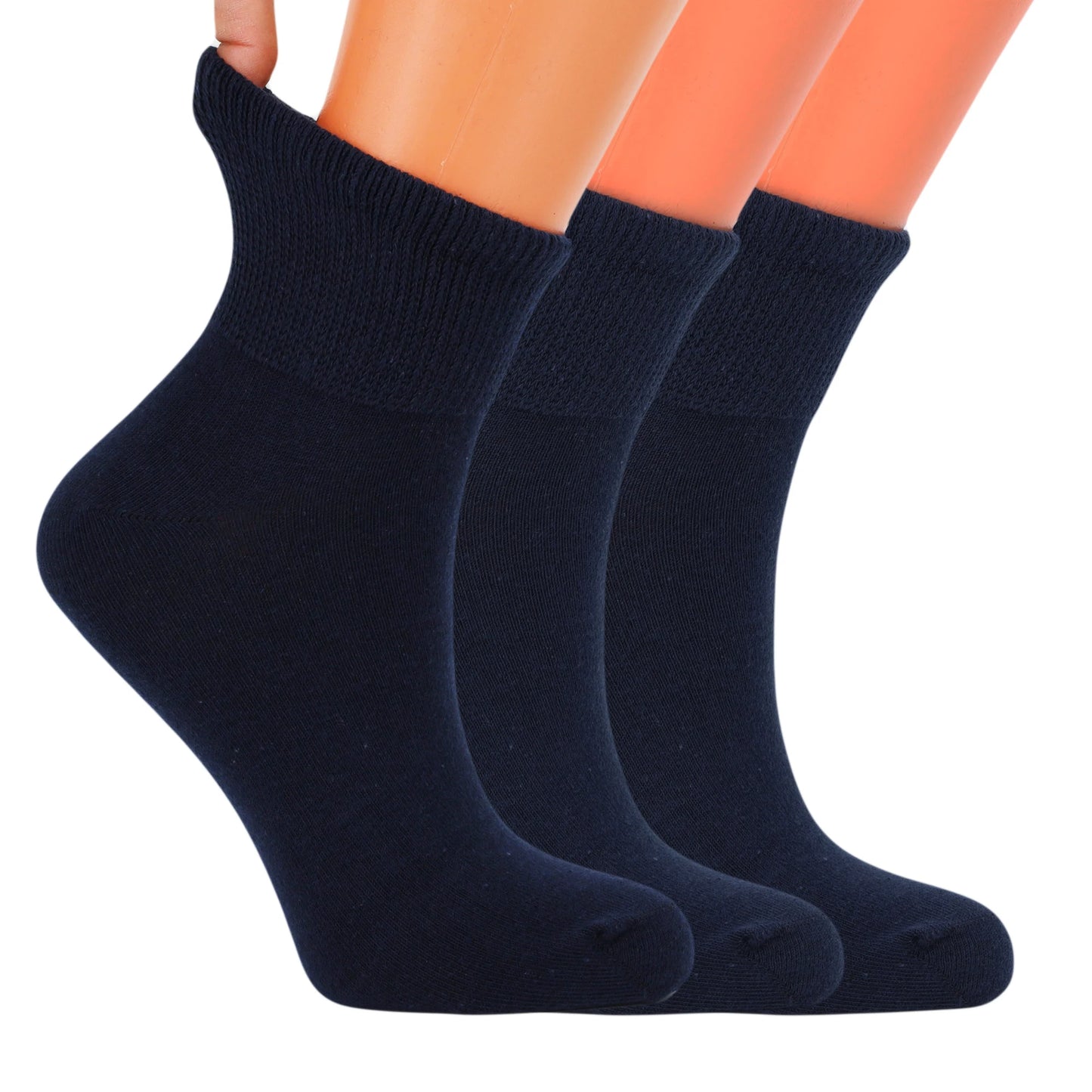 Cotton Diabetic Ankle Socks 3 Pairs Shoe Size 9-11