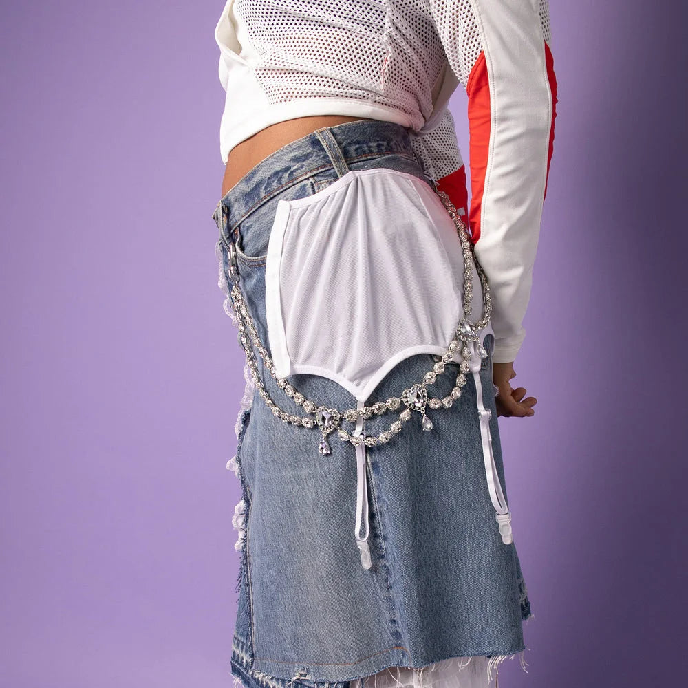 Double Layer Rhinestone  Waist Chain Body Jewelry Waistband Jeans Decoration