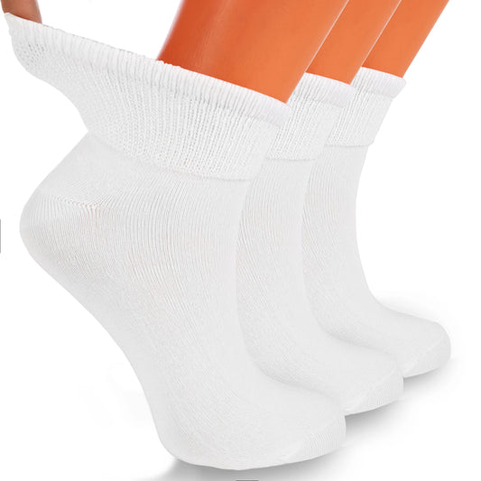 Cotton Diabetic Ankle Socks 3 Pairs Shoe Size 9-11