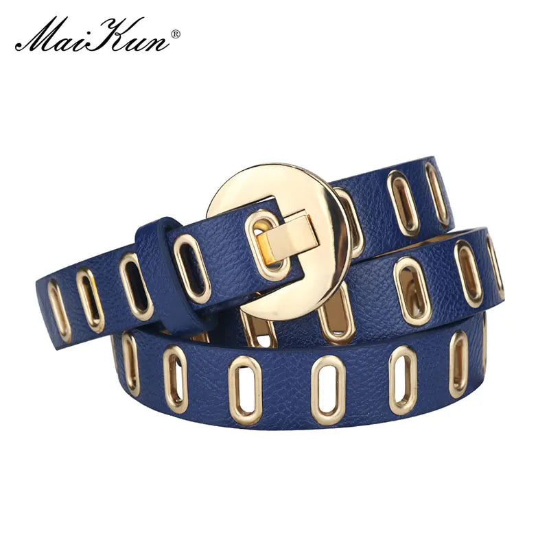 Grunge Women Belt Adjustable Hole Grunge Punk  Belts for Women Alloy Pin Buckle PU Leather Belt 