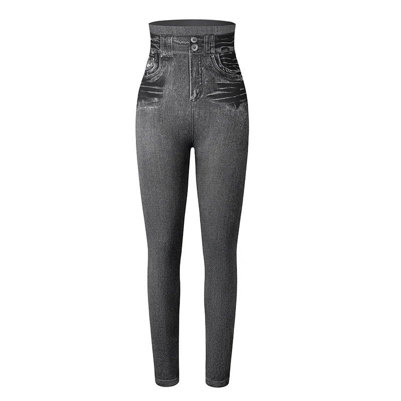 Women Denim Print Leggings Fashion Slimming Push Up Leggings  Stretch Printed  Pants