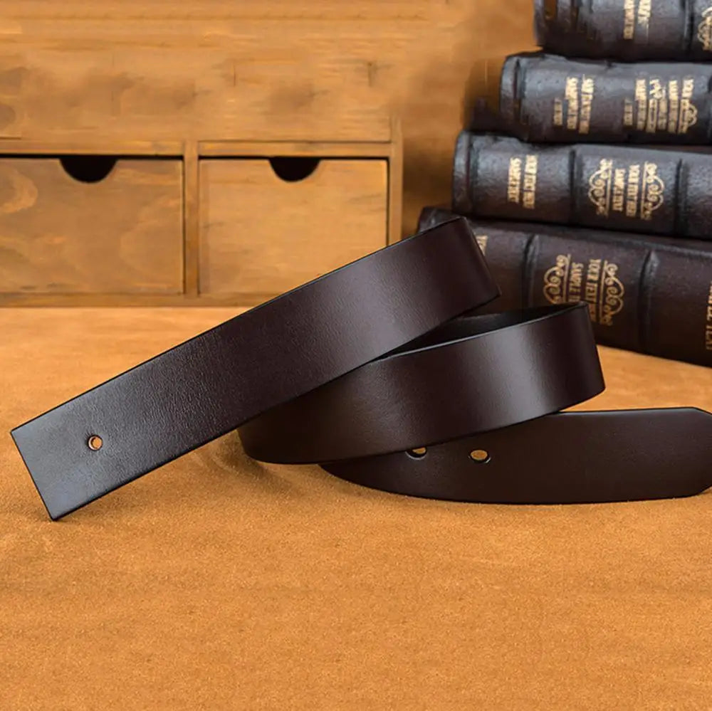 Cowhide Leather for Pin Smooth Belts Vintage 38mm Width Without Buckle