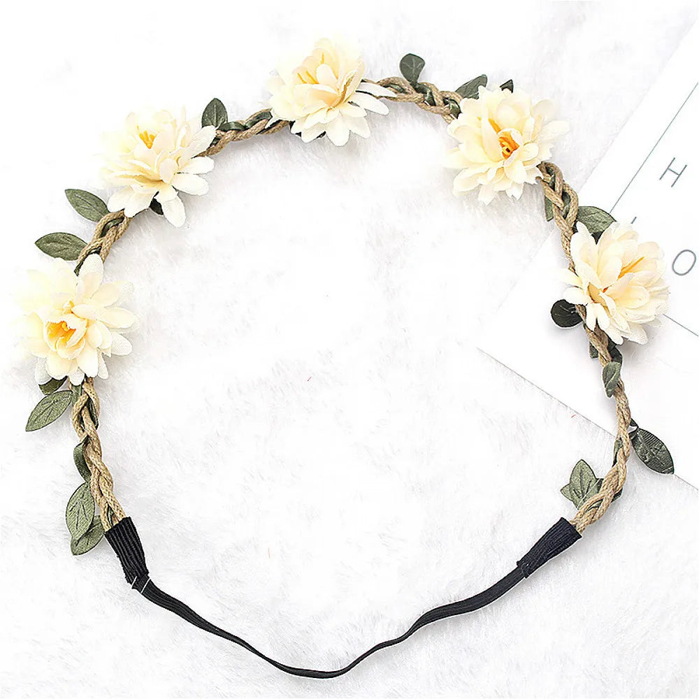 Flower Crown Hairband Rope Floral Headband Garland  Wreath Elastic Hair Accessories  Headpiece