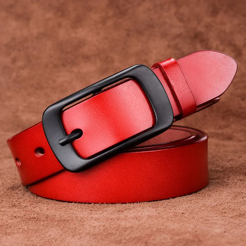 Stylish Leather Belt Alloy Buckle Natural Cowhide 2.8cm