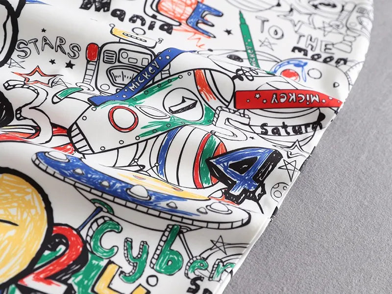 Women's Pencil Skirt High Waist Slim Skirts Print  Large Size Cartoon Summer