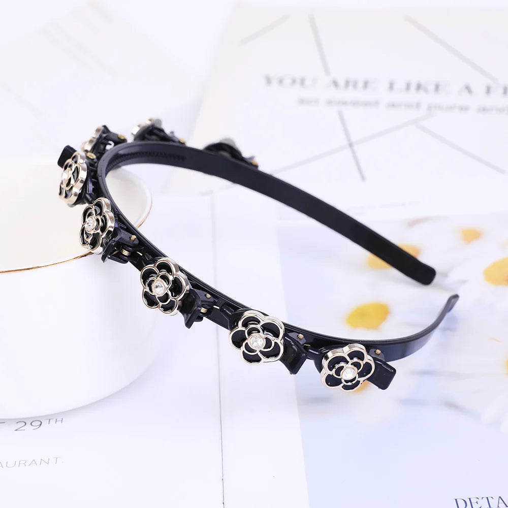 Double Layer Bands Clip Hairbands Fashion Plastic Braided Headband Knitting Women's Headwear Hair Accessories Pearl