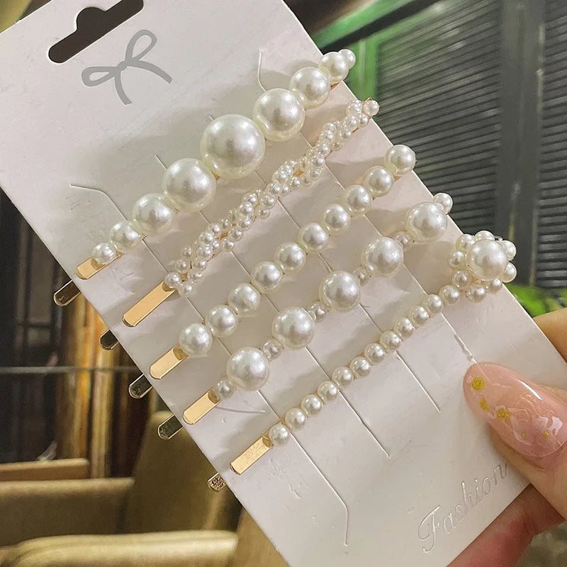 Simulated Pearl Hair Clips For Women Hairpins Geometric Hair Barrettes Fashion Hairgrip Hair Accessories