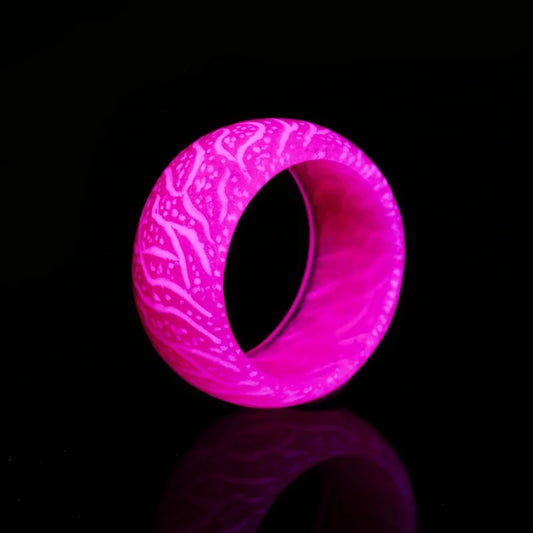 Luminous Resin Ring  Pink Glow Inlay  Fluorescent Glowing Rings