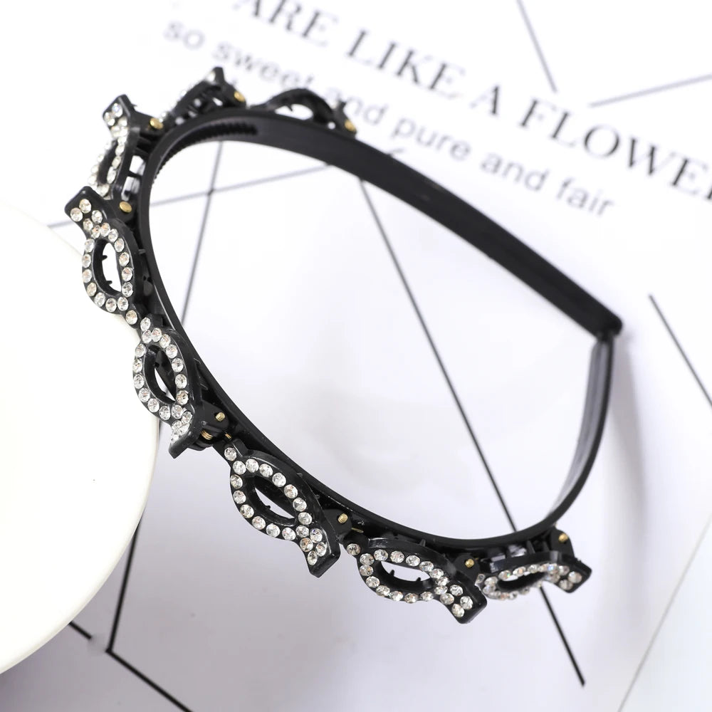 Double Layer Bands Clip Hairbands Fashion Plastic Braided Headband Knitting Women's Headwear Hair Accessories Pearl