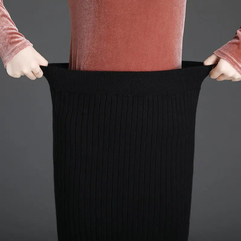 Knitted High Waist Ruffles Mermaid Skirt