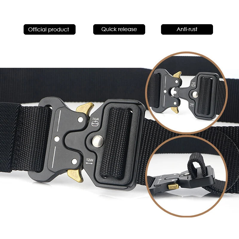 4.3cm Military Belt 1200D Strong Soft Nylon Wide Belt Rust-Proof Metal Buckle Tactical