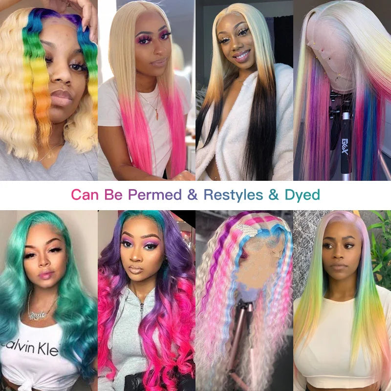 613 Full Lace Wig Straight Blonde 360 Full Lace Human Hair Wig  Brazilian Transparent 13x6 Lace Front