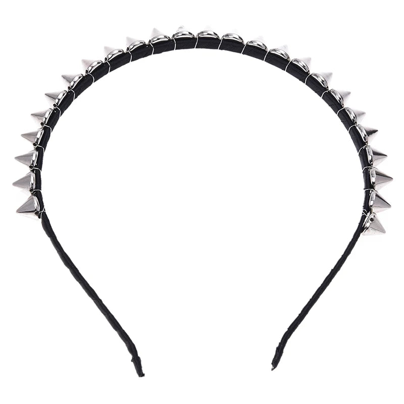 Silver Metal Stud Rivet Spike Headband Hair Head Band