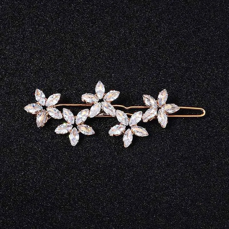Fashion Barrette Cubic Zirconia Leaf Hair Clips for Women Accessories Hair Jewelry Headpiece