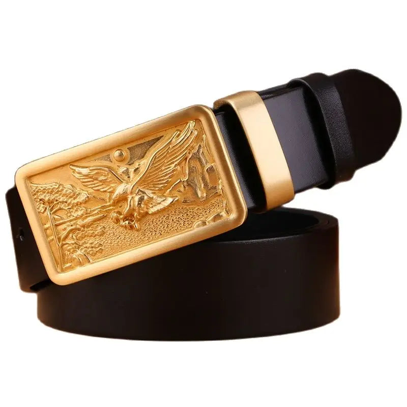 Eagle solid brass buckle luxury full grain 100% genuine leather belt 3.8