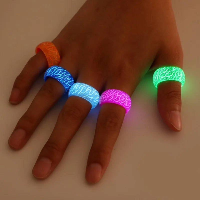 Luminous Resin Ring  Pink Glow Inlay  Fluorescent Glowing Rings