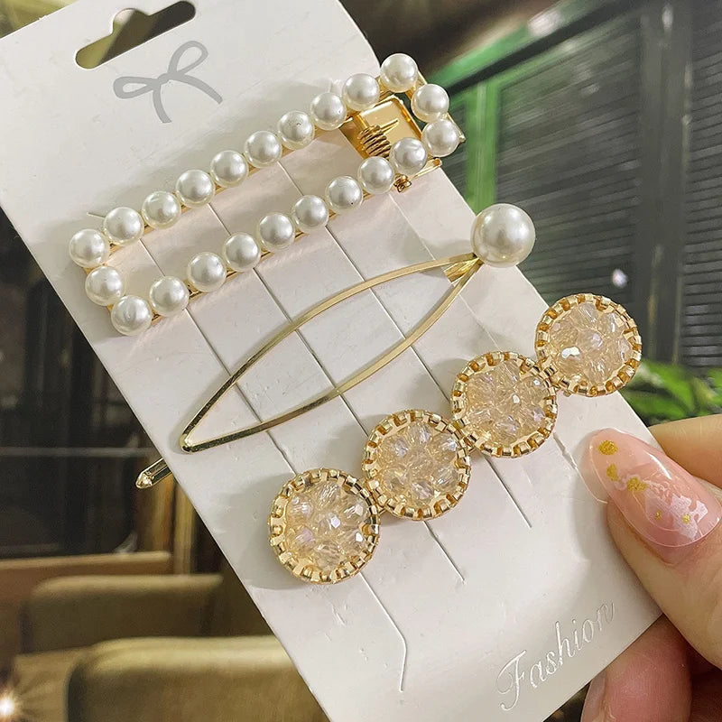 Simulated Pearl Hair Clips For Women Hairpins Geometric Hair Barrettes Fashion Hairgrip Hair Accessories