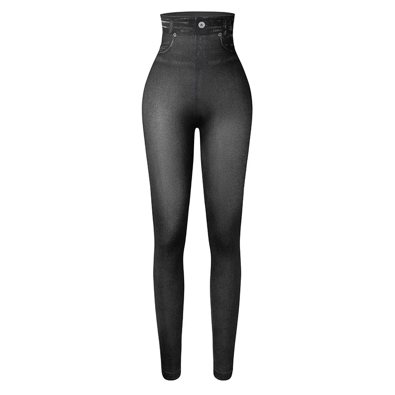 Women Denim Print Leggings Fashion Slimming Push Up Leggings  Stretch Printed  Pants