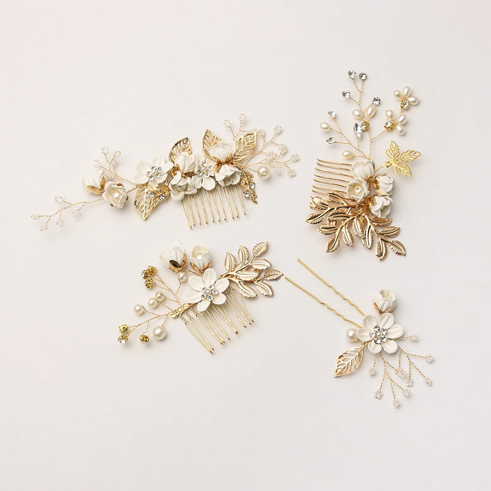 Luxury Crystal Crown Hair Combs Romantic Beautiful  Clips Leaves Zinc Alloy Fine Jewelry Hair Pins Gifts