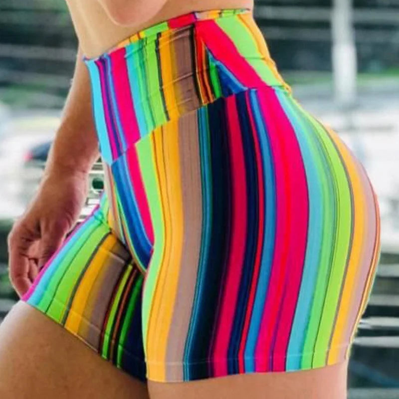 Running Shorts High Waist Yoga Shorts Scrunch Butt Seamless Print Push Up Hip Gym Shorts Fitness