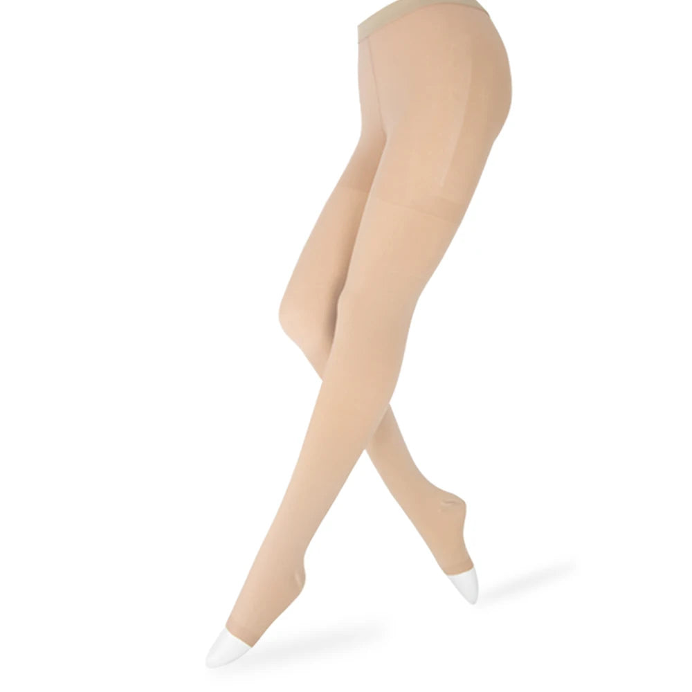 Medical 15-20 mmHg Compression Pantyhose, Waist High Open Toe Support Tights Stockings Anti Fatigue Travel Flight Soft Feel