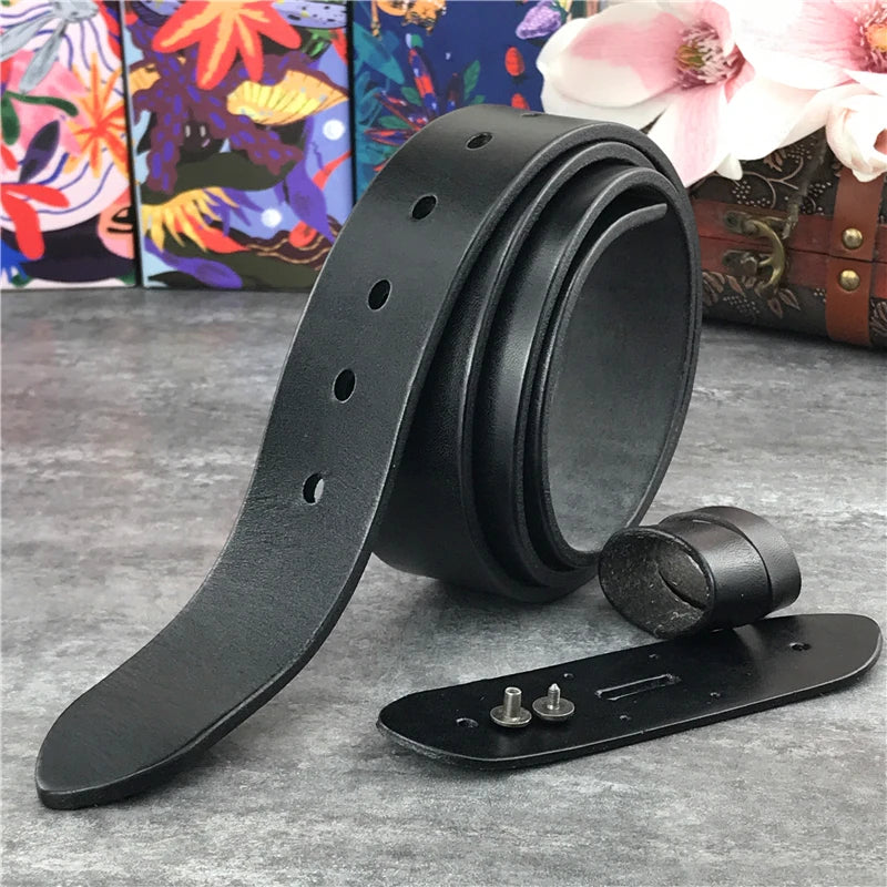 Retro Leather Belts Without Buckles 38MM Belt