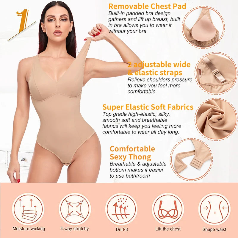 Slimming  Bodysuit  Body Shaper Waist Trainer  Shapewear  with Padded Bra