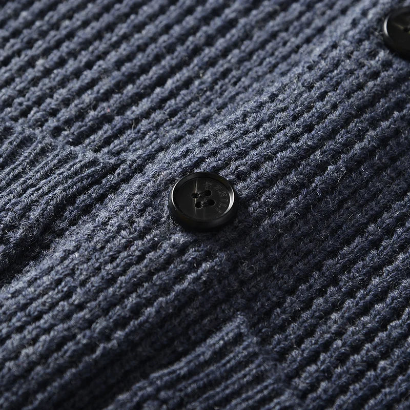 Shawl Collar Cardigan Sweater Slim Fit Cable Knit Button up Merino wool Sweater with Pockets