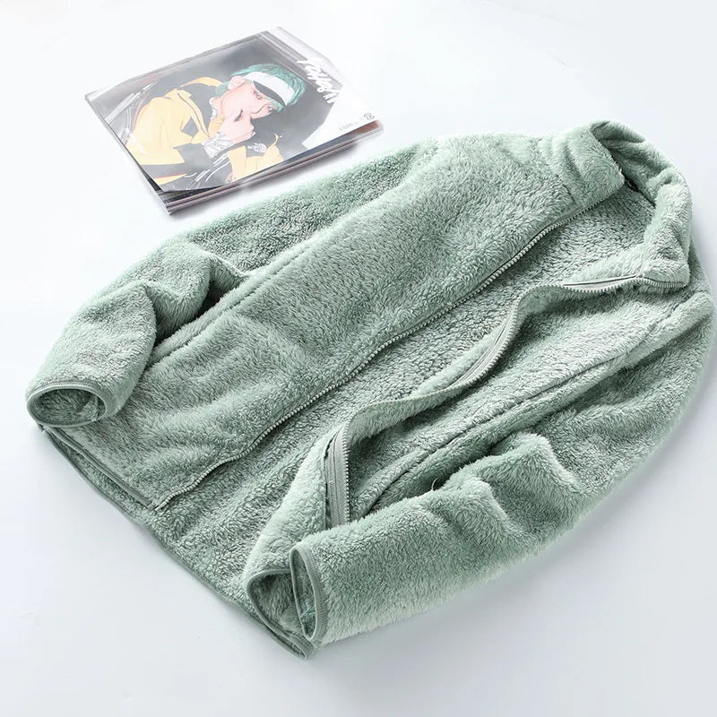 Thermal Fleece Jacket Men Women Outdoor Warm Sport Running Jacket Thick Soft Sweater Activewear