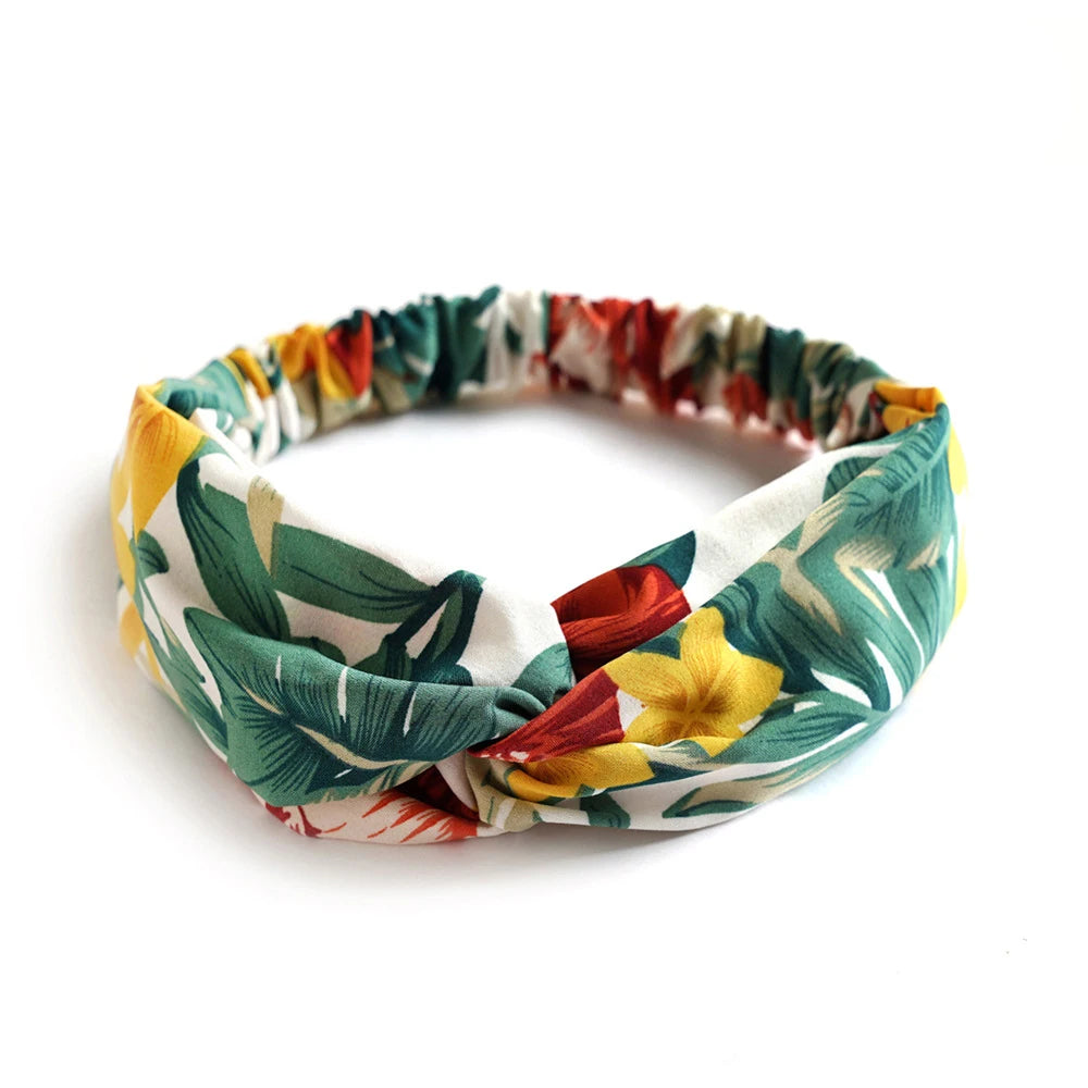 Fashion Women Summer Bohemian Hair Bands Print Headbands Vintage Cross Turban Bandage Bandanas Hair Bands Hair Accessories