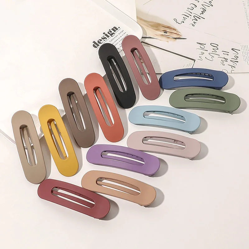 Frosted Large Hair Clips For Women Girl Hair Accessories Fashion Color Solid Acrylic Hairpins Toothed Non-slip BB Barrette