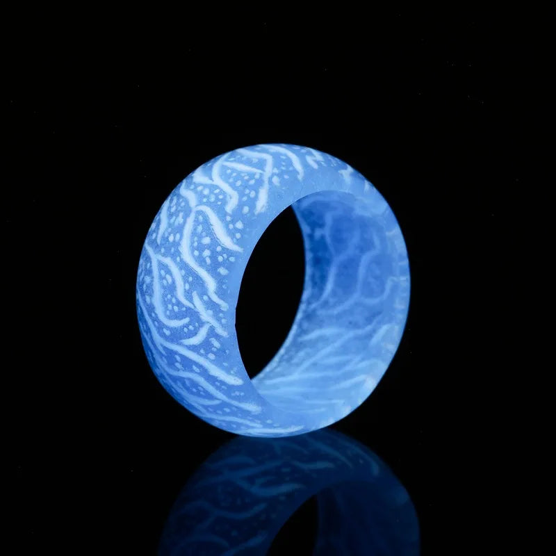 Luminous Resin Ring  Pink Glow Inlay  Fluorescent Glowing Rings