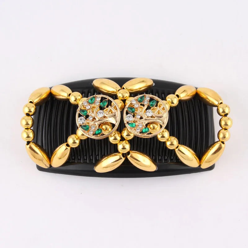 Beads Hair Combs Shiny Rhinestone Beaded Hair Claws Magic Tuck Comb Updo Accessories Elastic Headwear Bun Ponytail Holder