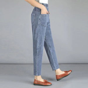 Casual Denim Ankle-length Vintage Baggy Vaqueros Elastic High Waist  Jeans