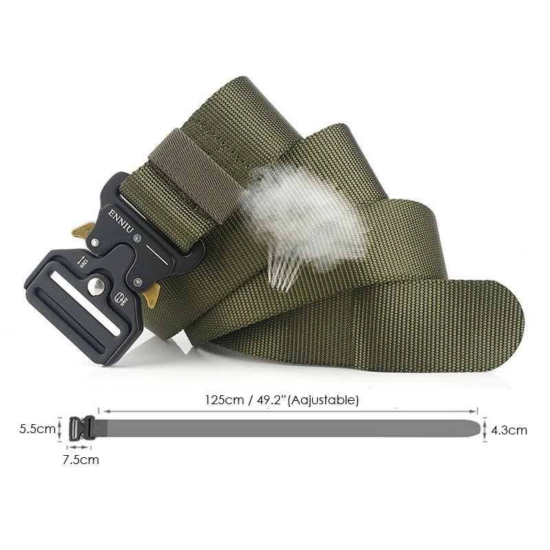 4.3cm Military Belt 1200D Strong Soft Nylon Wide Belt Rust-Proof Metal Buckle Tactical