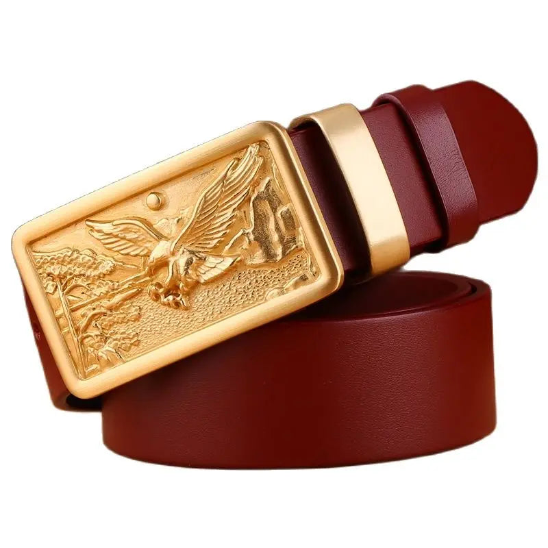 Eagle solid brass buckle luxury full grain 100% genuine leather belt 3.8