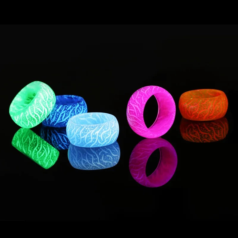 Luminous Resin Ring  Pink Glow Inlay  Fluorescent Glowing Rings